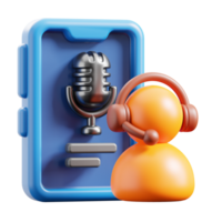 3d podcaster icono en transparente antecedentes png