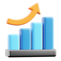 3D Growth chart icon on transparent background png