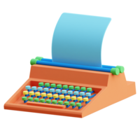 3d máquina de escrever ícone em transparente fundo png