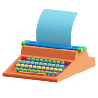 3D Typewriter icon on transparent background png