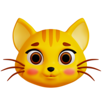 3d gatto viso icona su trasparente sfondo png