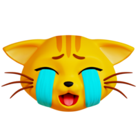 3D Crying Cat icon on transparent background png