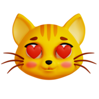3d katt med hjärta ögon ikon på transparent bakgrund png