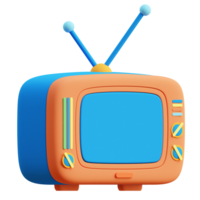 3d antiguo televisión icono en transparente antecedentes png