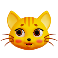 3D Thinking Cat icon on transparent background png