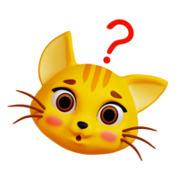 3D Confused Cat icon on transparent background png