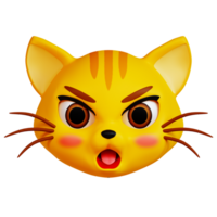 3D Mad Cat icon on transparent background png