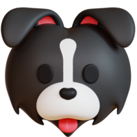 3D border collie icon on transparent background png