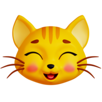 3d feliz gato ícone em transparente fundo png