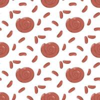 Sausage rings and tiny sausages seamless pattern vector