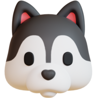 3D husky icon on transparent background png