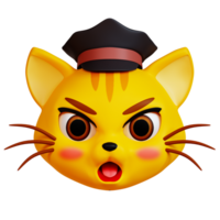 3D Angry Cat with Black Hat icon on transparent background png