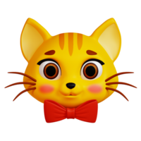 3D Cat with Bowtie icon on transparent background png