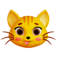 3D Silly Cat icon on transparent background png