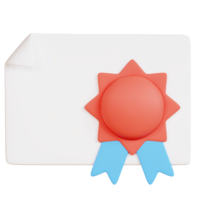 3D certificate icon on transparent background png