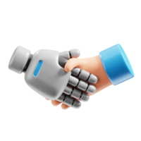 3d Mensch und Roboter Handschlag Symbol auf transparent Hintergrund png