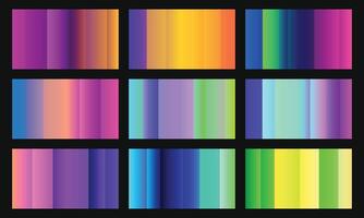 Set of colorful gradient palette. Multicolored gradation template. Color reference bundle. vector