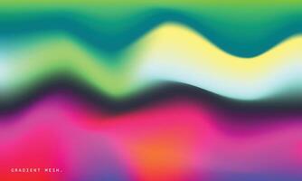 Colorful and blurred gradient mesh background. Abstract wavy color gradation backdrop. Liquid lines design for poster, presentation, banner, cover, leaflet, pamphlet, or catalog. vector