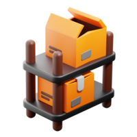 3D Storage shelf icon on transparent background png