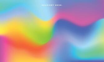 Colorful and abstract fluid gradient mesh background. Blurred and soft color gradation backdrop. Modern wavy gradient design for poster, banner, presentation, cover, catalog, leaflet, or flyer. vector