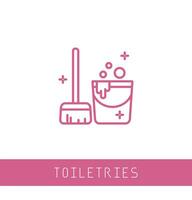 Cleaning, mop icon. floor cleaning objects pink and white outline. Mop icon. Simple illustration of mop vector icon for web design isolated on white background.