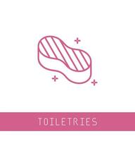 Cleaning sponge icon line. Isolated symbol on cleaning topic with washing sponge, cleanser and soap meaning cleaning sponge icon vector illustration. sponge icon outline style and pink color