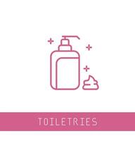 Hand sanitizer icon, line style. pink color icon. Washing hand with sanitizer liquid soap. Vector illustration. Design on white background.