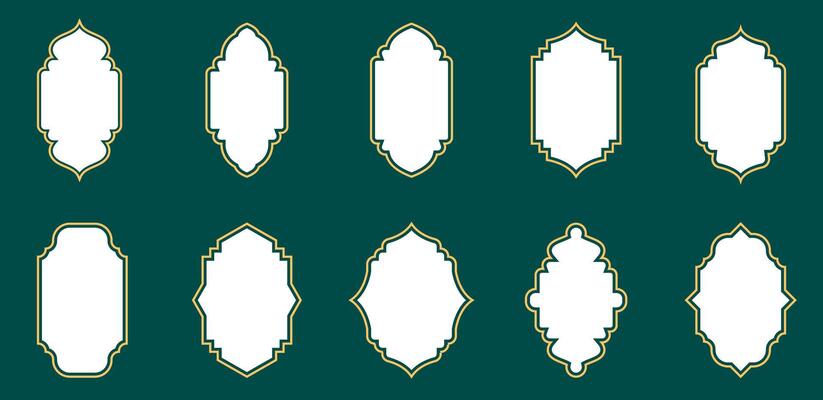 Set of traditional ornate islamic borders vector illustration.