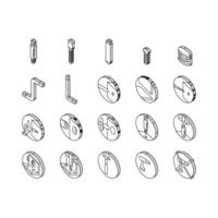 assembly furniture instruction isometric icons set vector