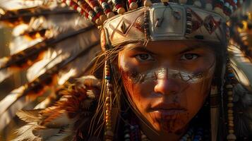 AI generated Native American refers to the indigenous tribes in America. photo