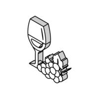 vaso vino rojo uvas isométrica icono vector ilustración