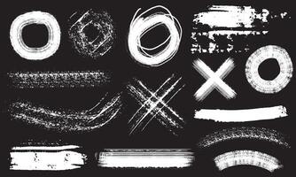 Collection of black ink stroke element designs of different shapes vector