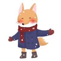 cartoon fox in winter clothes, png, hd, transparent png