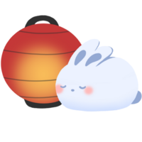 une blanc lapin et une rouge lanterne png