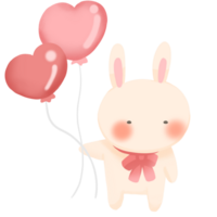 Rabbit holding a heart-shaped balloon png