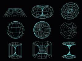 Collection of modern abstract of retro-futuristic design 3d elements. vector