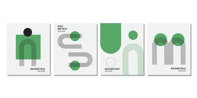 Set of minimalist geometric posters in Bauhaus style. vector