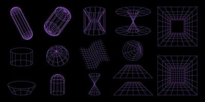 Abstract wireframe in 80s style. Technology design graphic element. vector