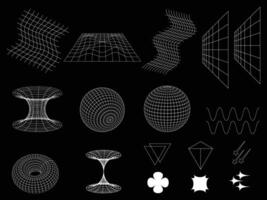 3d retro estructura metálica colocar. blanco estructura metálica elementos en el negro antecedentes. vector