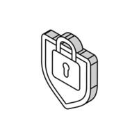protection padlock isometric icon vector illustration