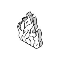 fuego fuego isométrica icono vector ilustración