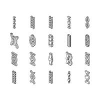 chain metal connection link isometric icons set vector