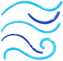 Set of line water waves png