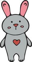 Cute bunny rabbit with heart. Vector illustration