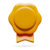 3d amarillo premio rosetón con cinta icono vacío oro medalla Tres dimensional mínimo vector objeto