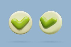 Vector 3d check marks flying icon three dimensional green ticks on round white buttons