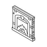 fireplace isometric icon vector illustration