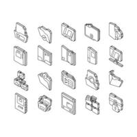 folder paper business file empty isometric icons set vector
