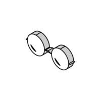 redondo lentes óptico isométrica icono vector ilustración