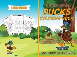 Ducks coloring book for kids vector